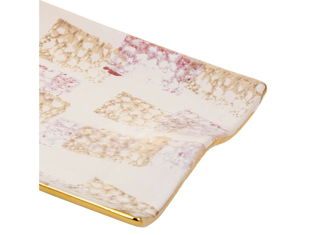 Centro de mesa de cerámica dorado 26x20x3