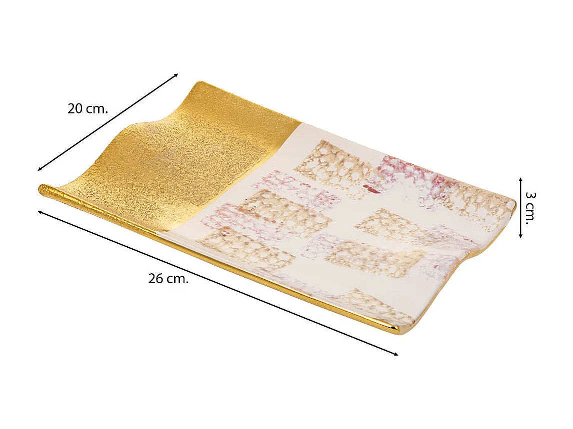 Centre de table en céramique dorée 26x20x3h