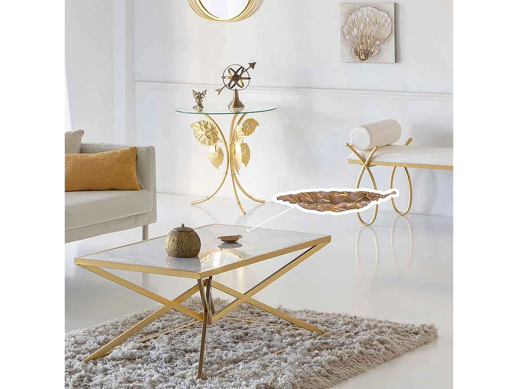 Folha de decoração dourada 15,5x9,5x1,8