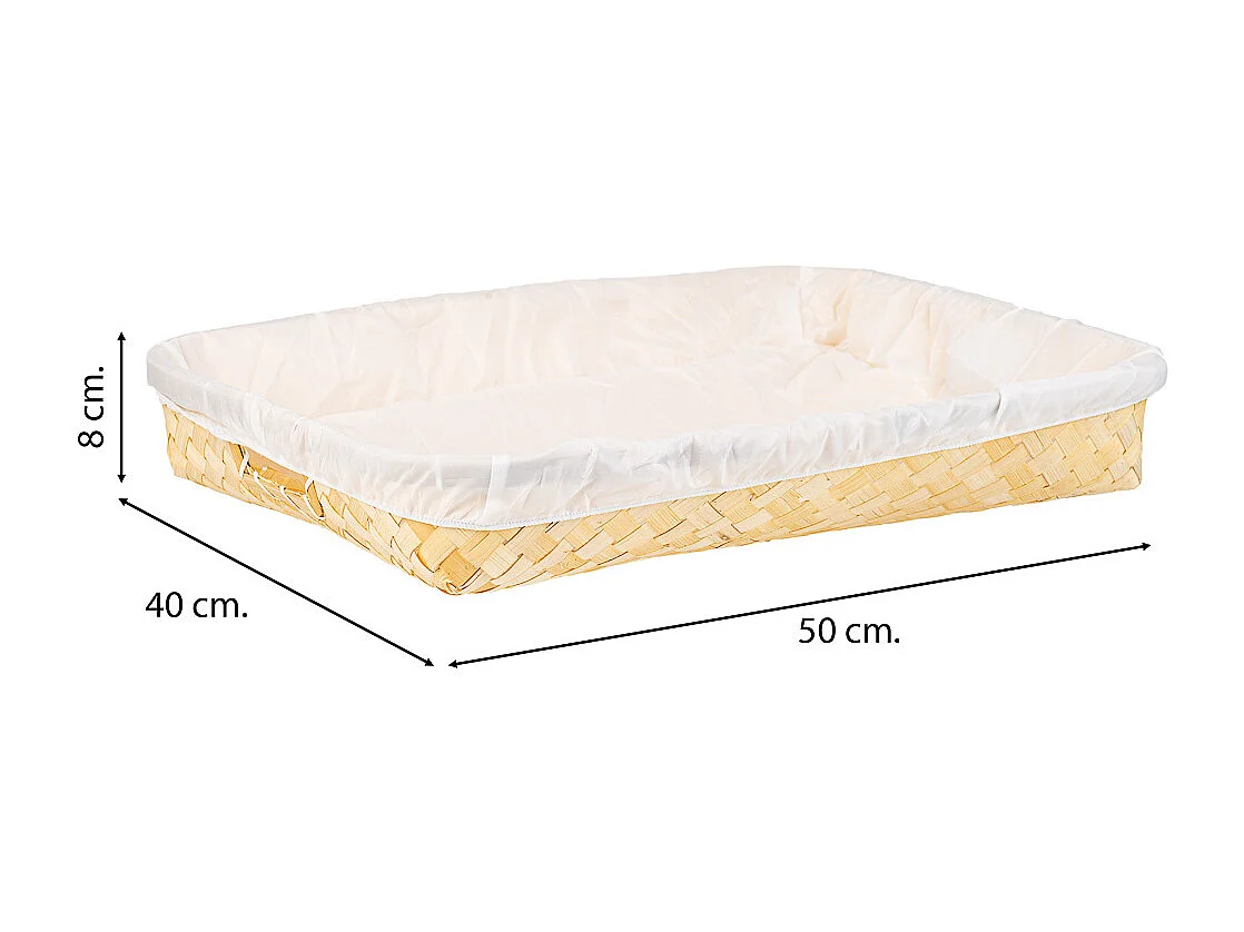 Braun gefüttertes Bambustablett 50x40x8h cm