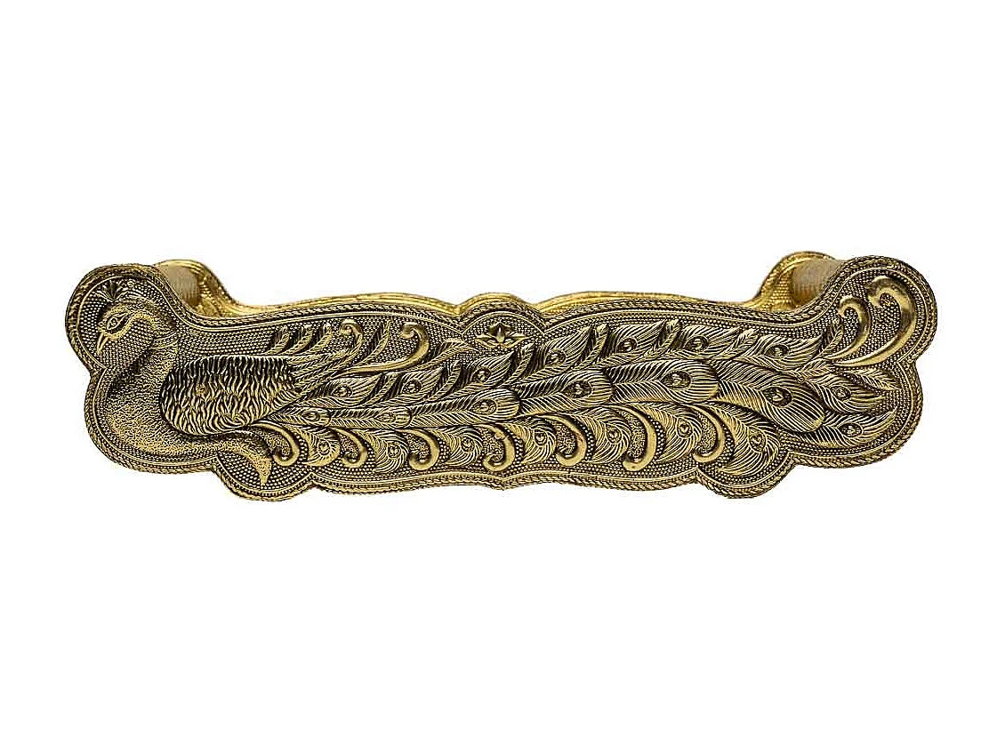 Bandeja de metal repujado dorada 25x13x6