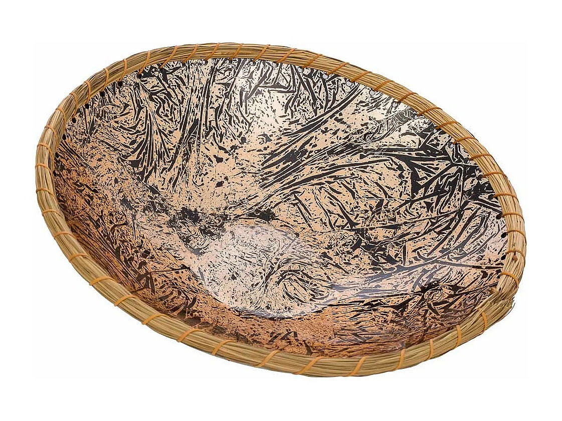 Bowl de cerámica dorado 37x37x11