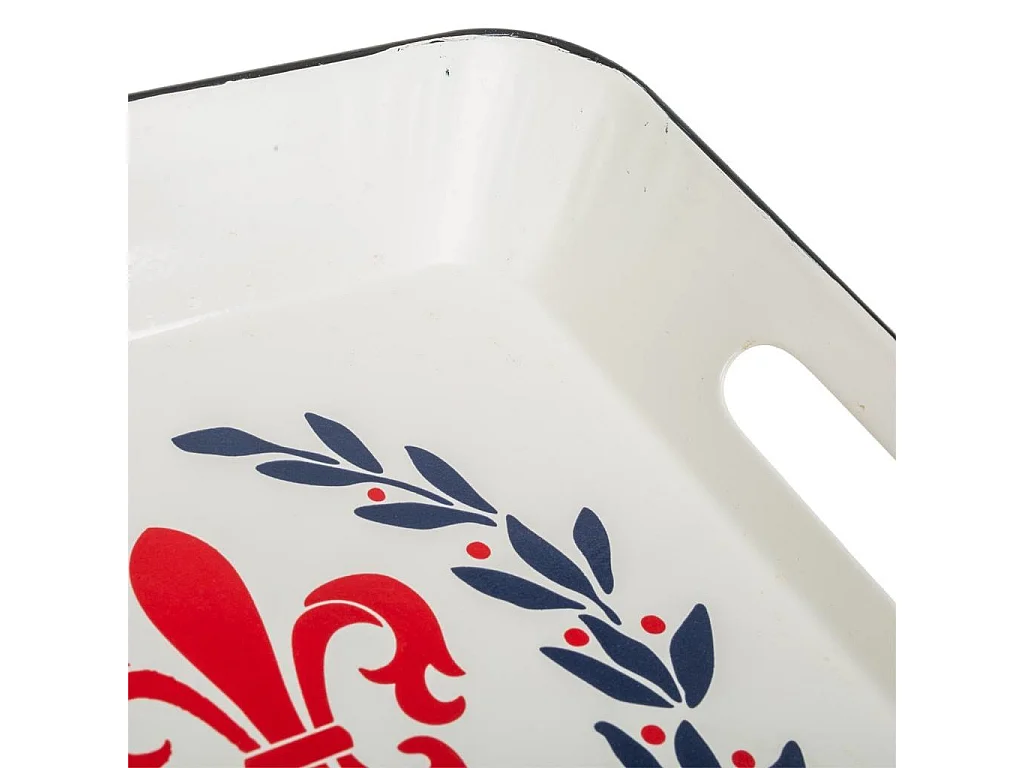 Bandeja de metal branco 28,5x28,5x4