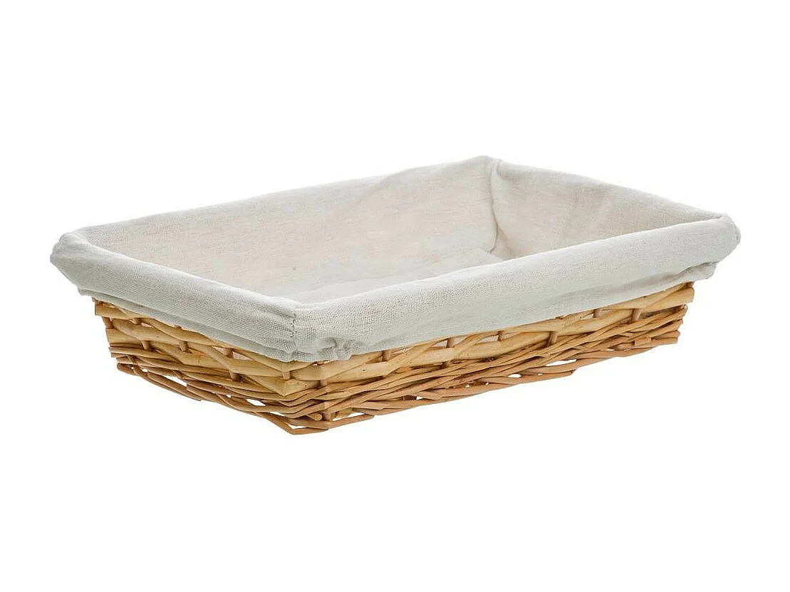 Bandeja de vime com forro branco 36x24x8
