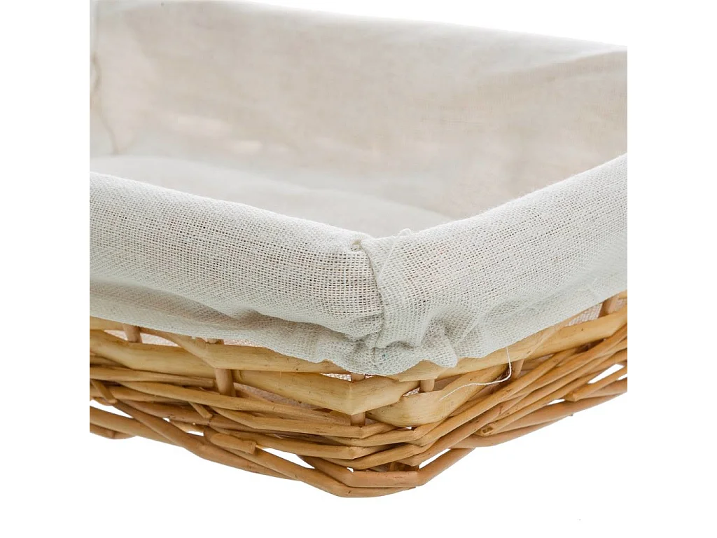 Bandeja de vime com forro branco 36x24x8