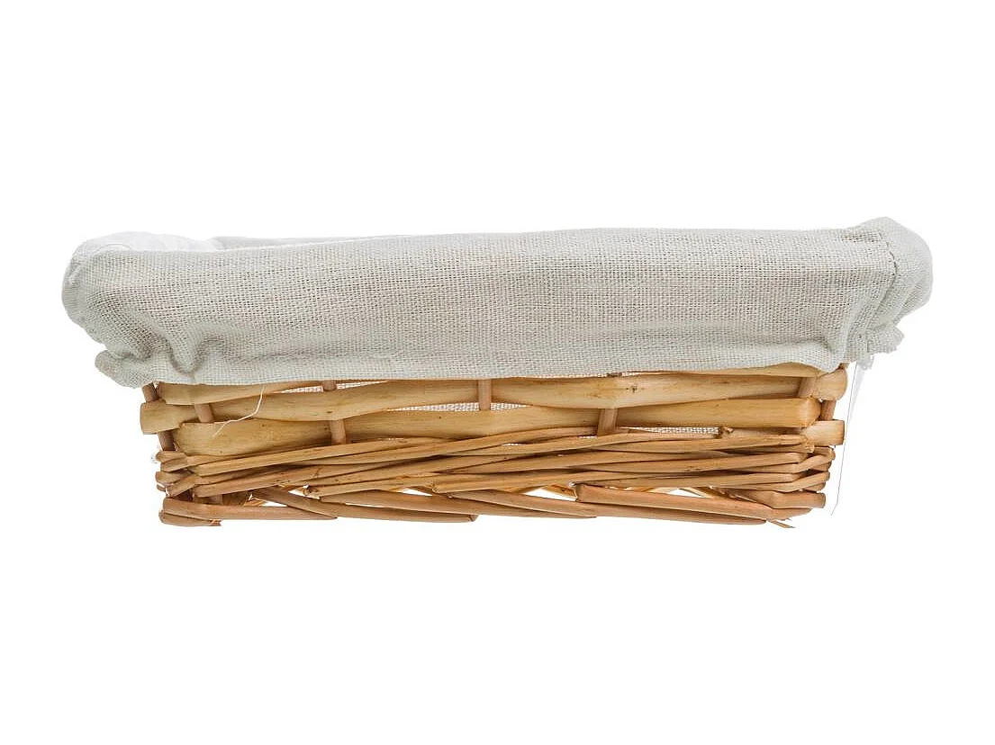 Bandeja de vime com forro branco 36x24x8