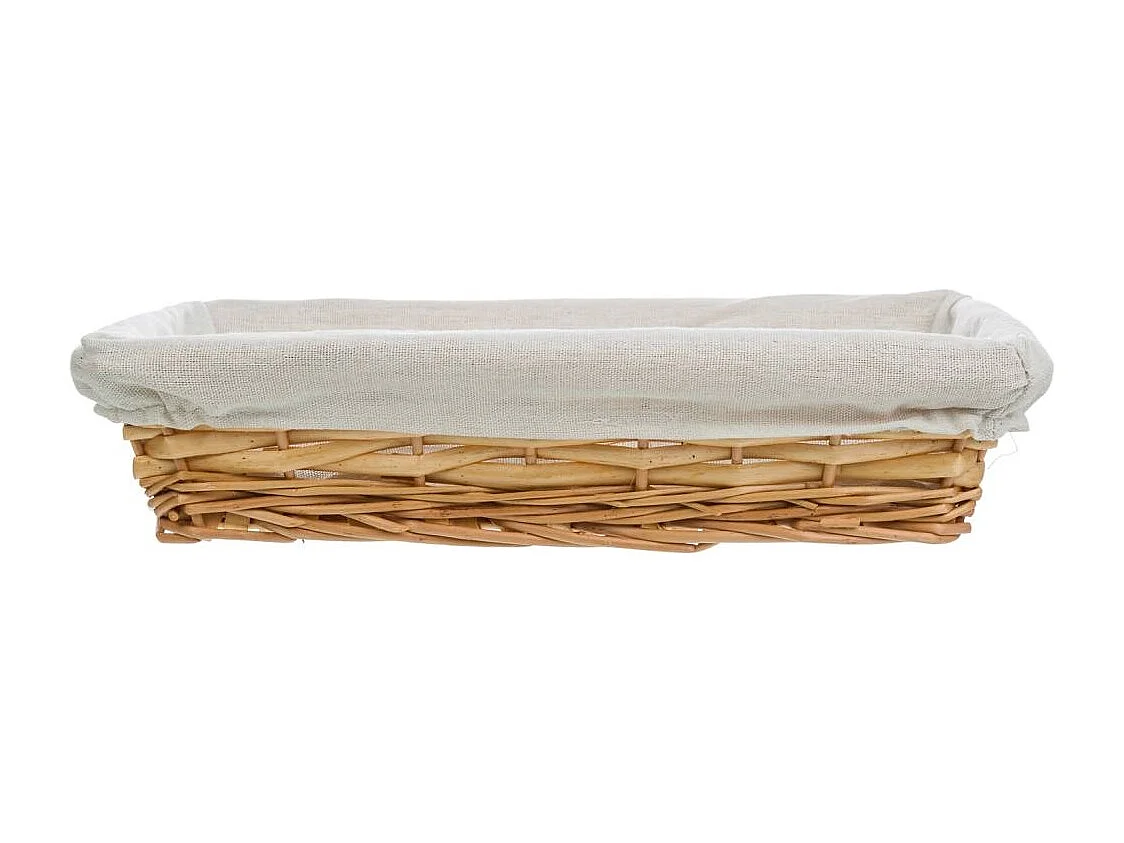 Bandeja de vime com forro branco 36x24x8