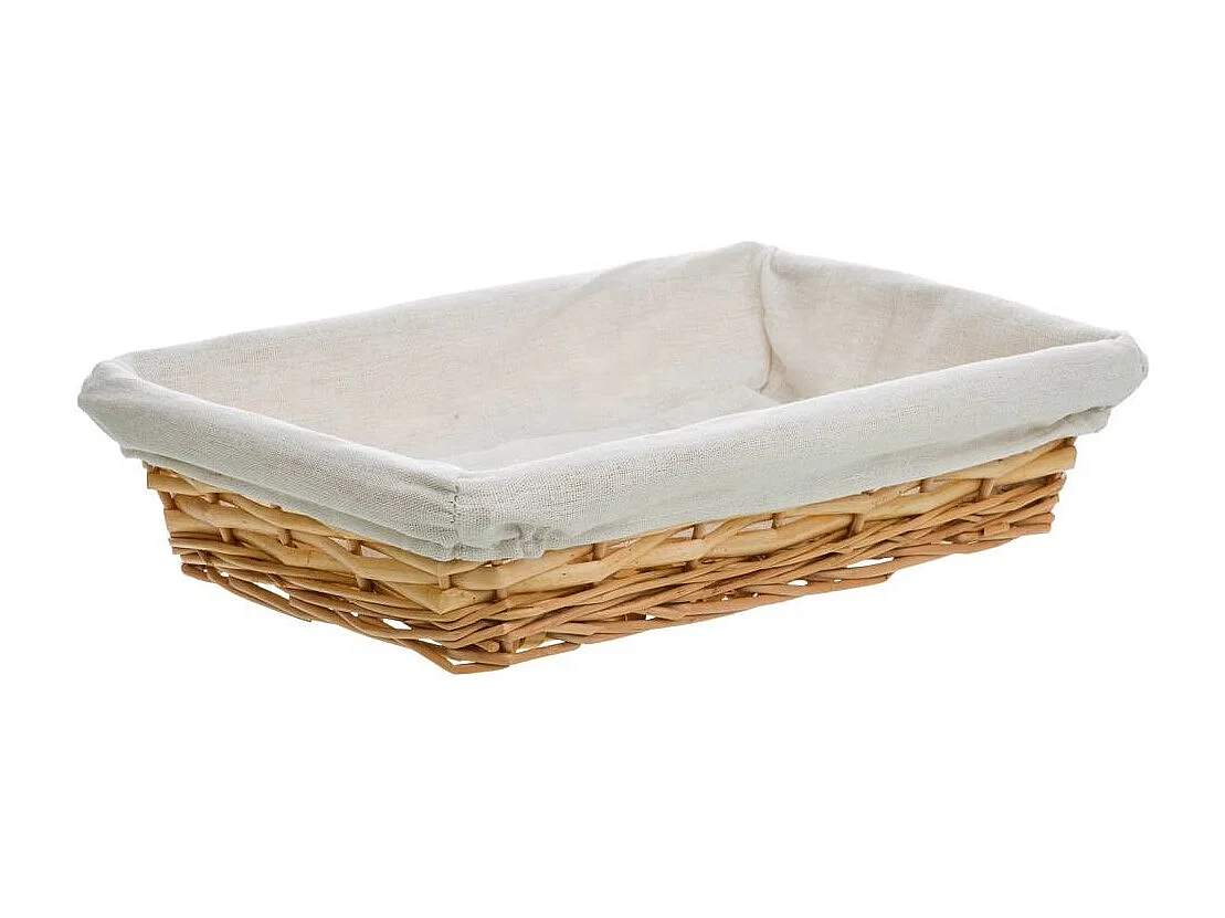 Bandeja de vime com forro branco 36x24x8