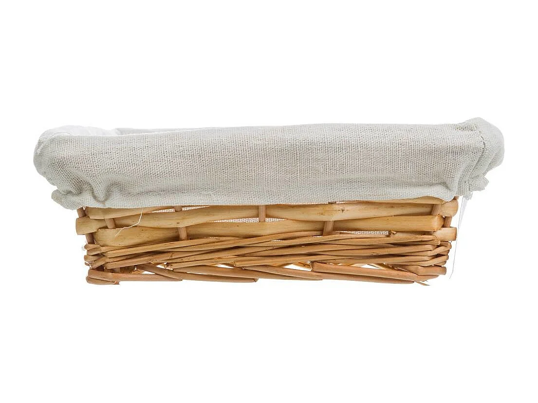 Bandeja de vime com forro branco 36x24x8