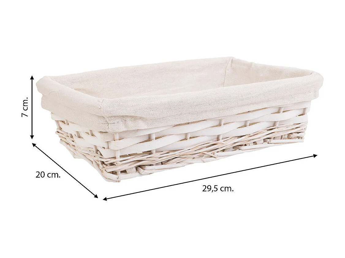 Vassoio in vimini bianco 29,5x20x07h
