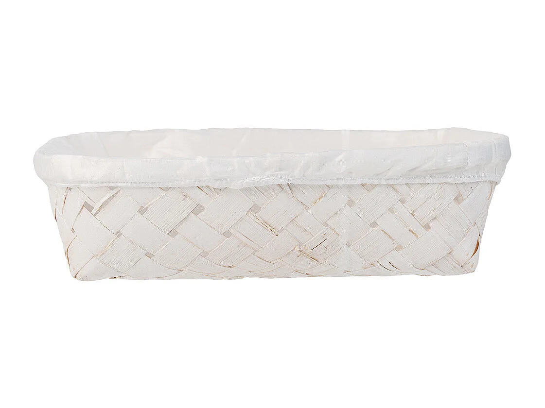 Weiß gefüttertes Bambustablett 29,5x20x7h cm