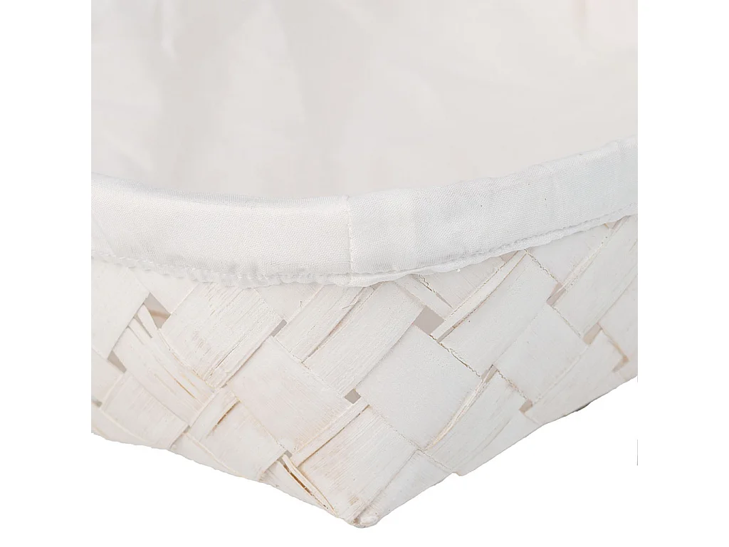 Weiß gefüttertes Bambustablett 29,5x20x7h cm