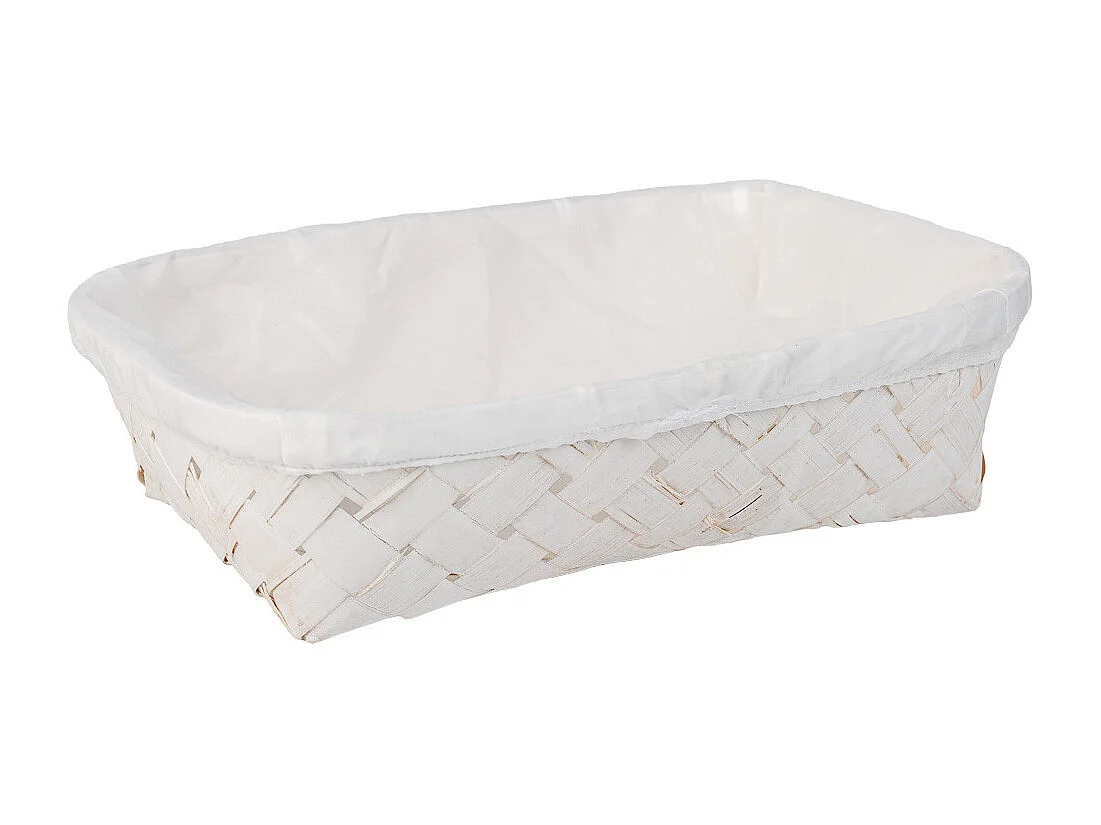 Bandeja de bambú forrada blanco 29,5x20x7