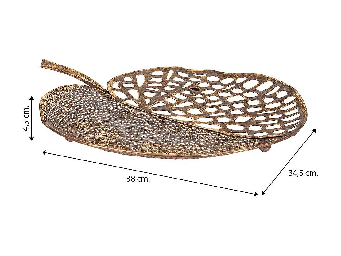 Goldenes Metalldekorationsblatt 38x34,5x4,5h cm