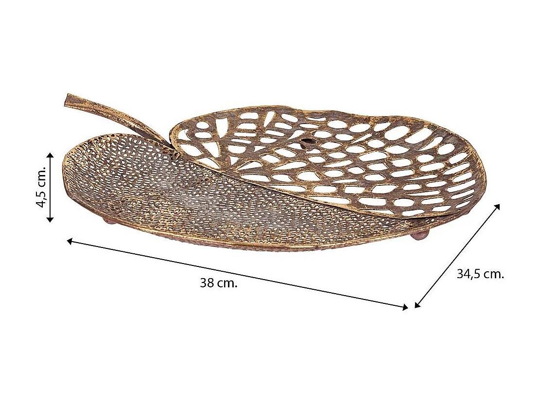 Feuille décorative en métal doré 38x34.5x4.5h