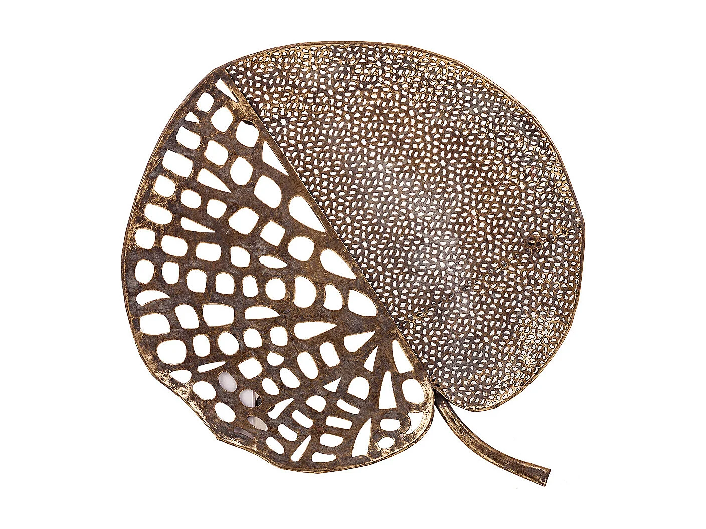 Decoro foglia metallo dorato 38x34,5x4,5h
