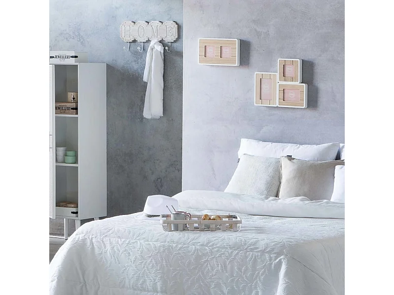 Weißes Bambustablett 42x30x6,5h cm