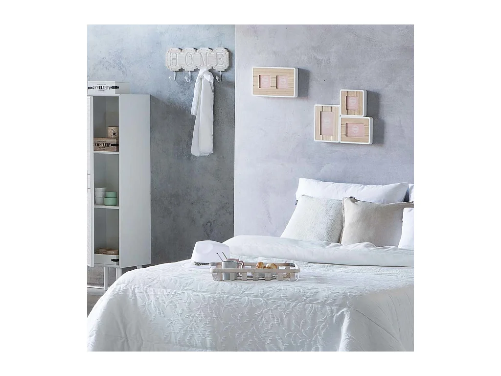 Weißes Bambustablett 42x30x6,5h cm