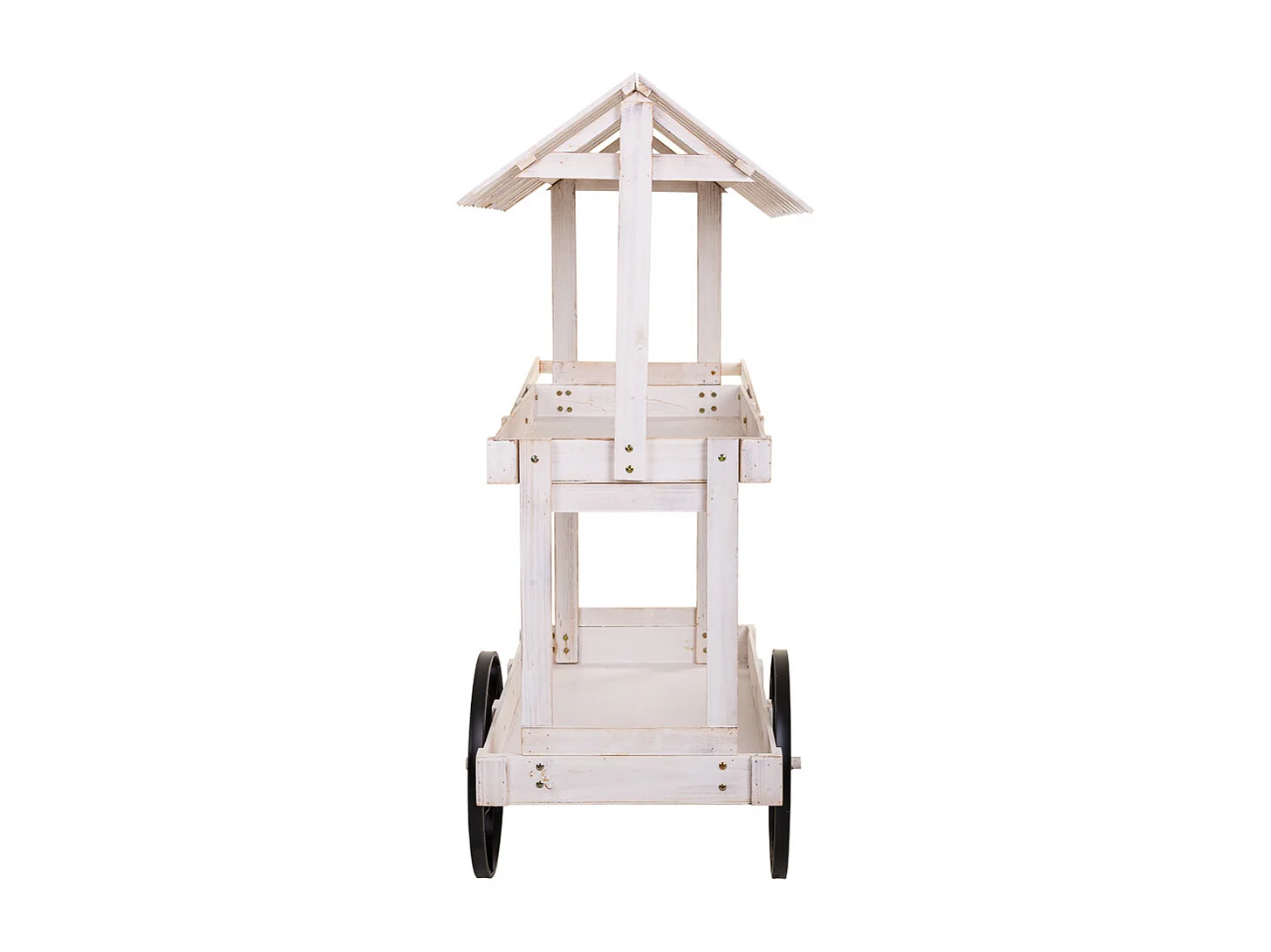 Carrinho expositor de madeira branco 119x68x138