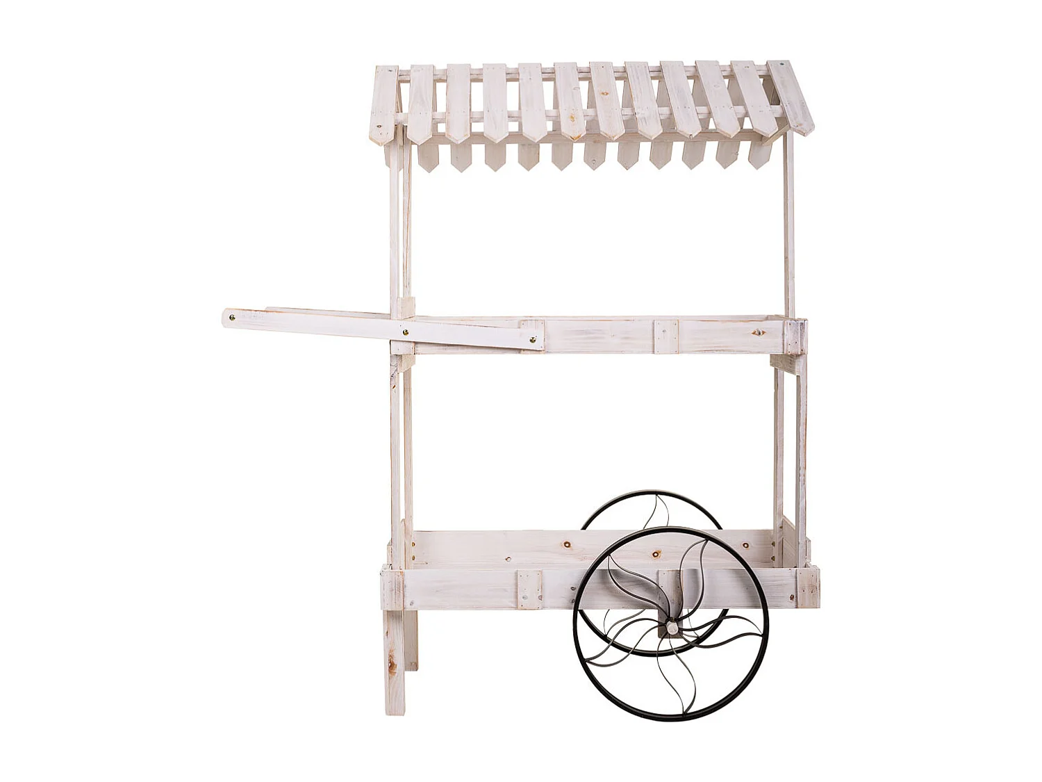 Carrello espositivo in legno bianco 119x68x138h