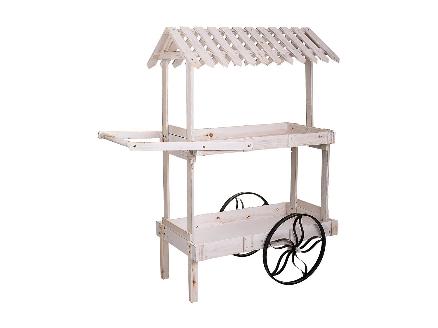 Carrello espositivo in legno bianco 119x68x138h