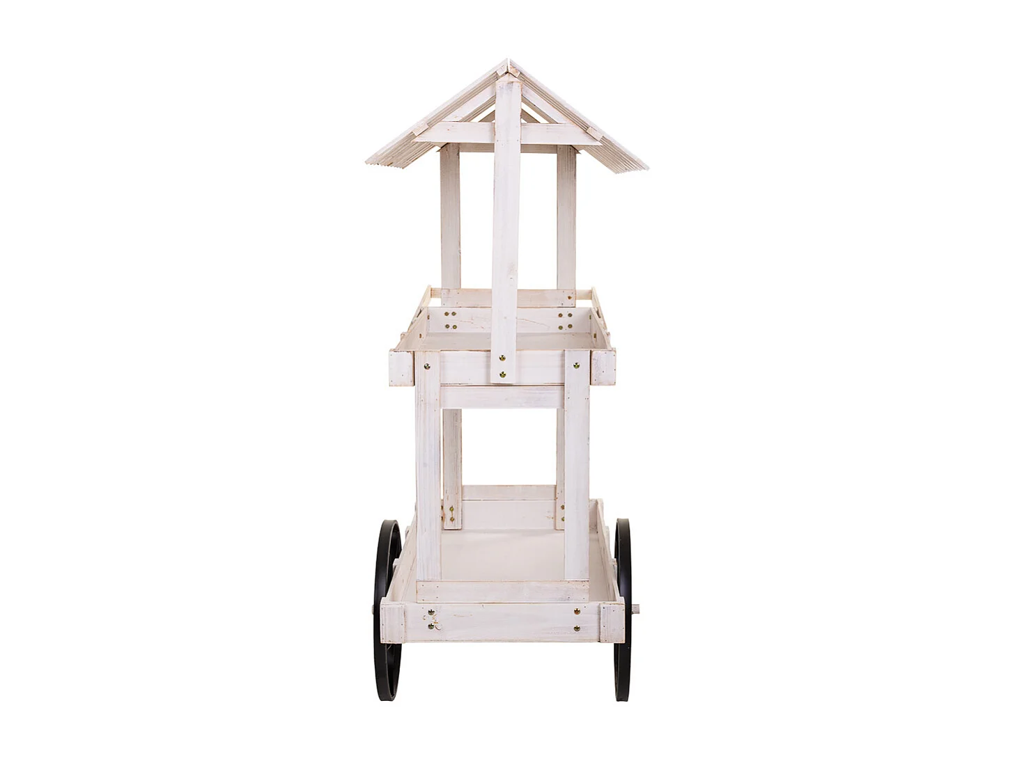 Carrello espositivo in legno bianco 119x68x138h