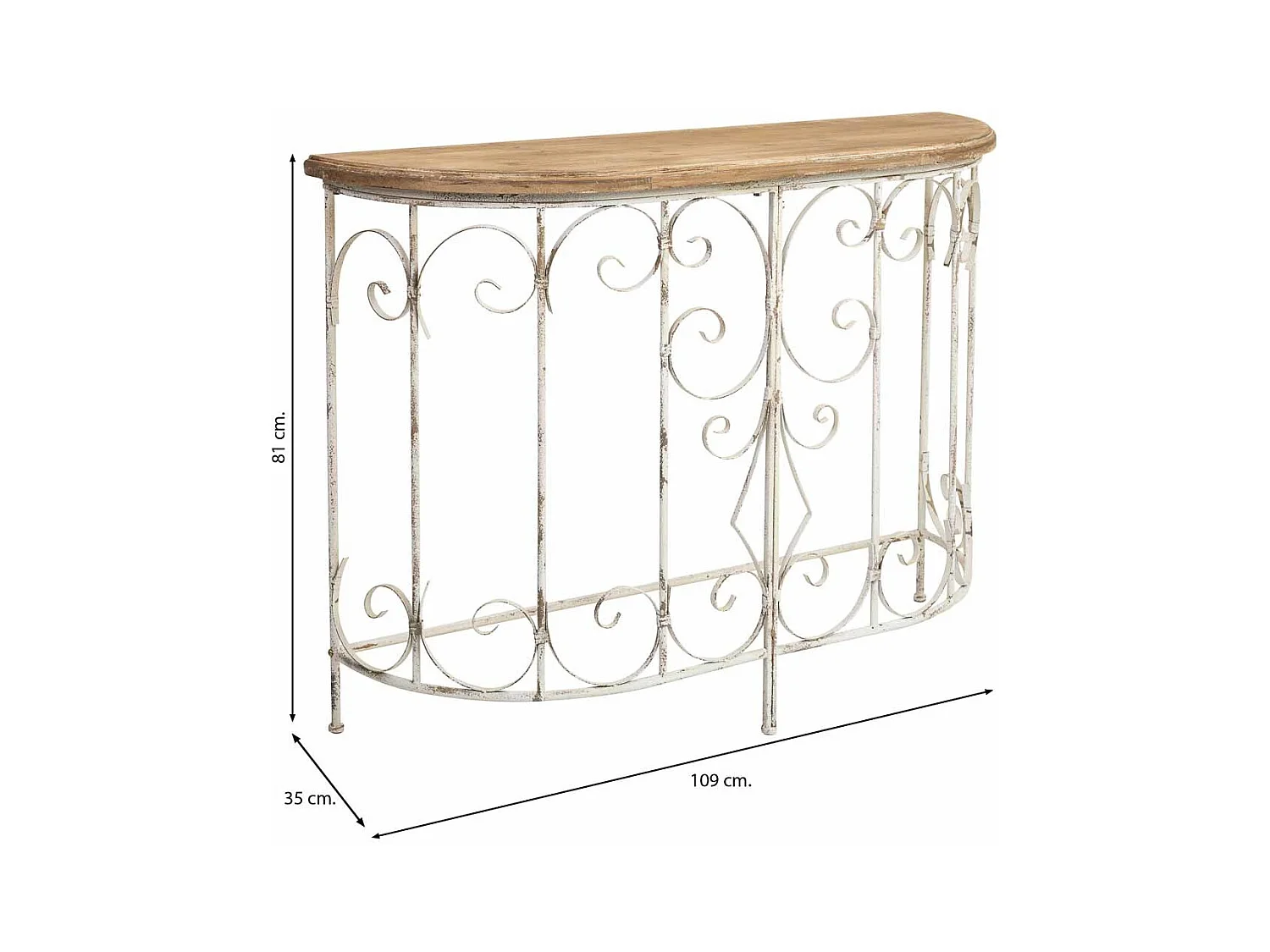 Recibidor de madera y metal acabado envejecido 109x35x81