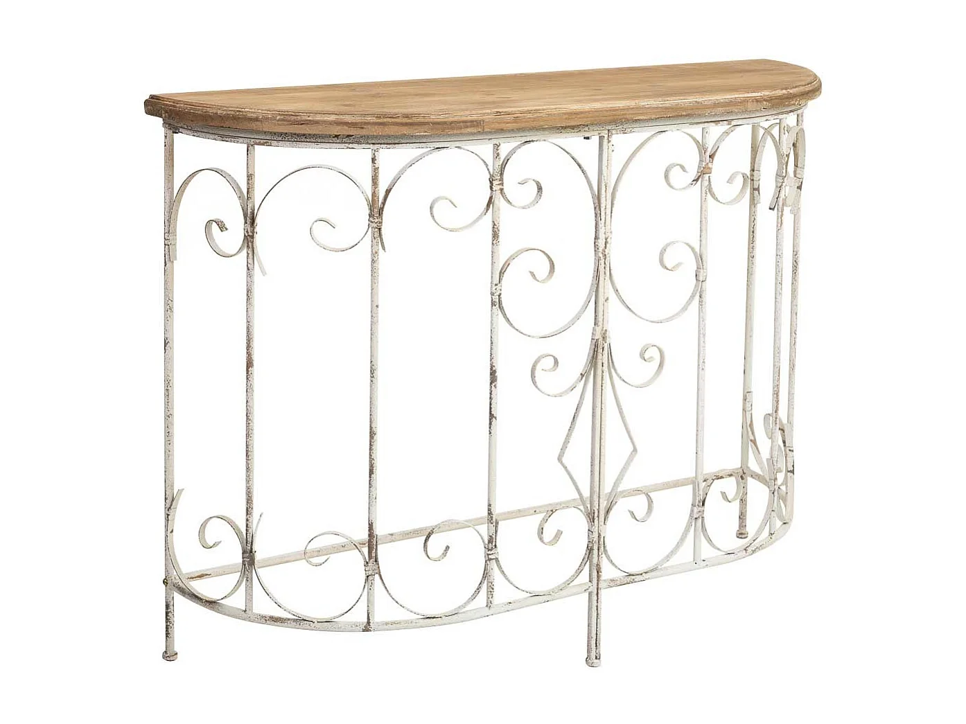 Recibidor de madera y metal acabado envejecido 109x35x81