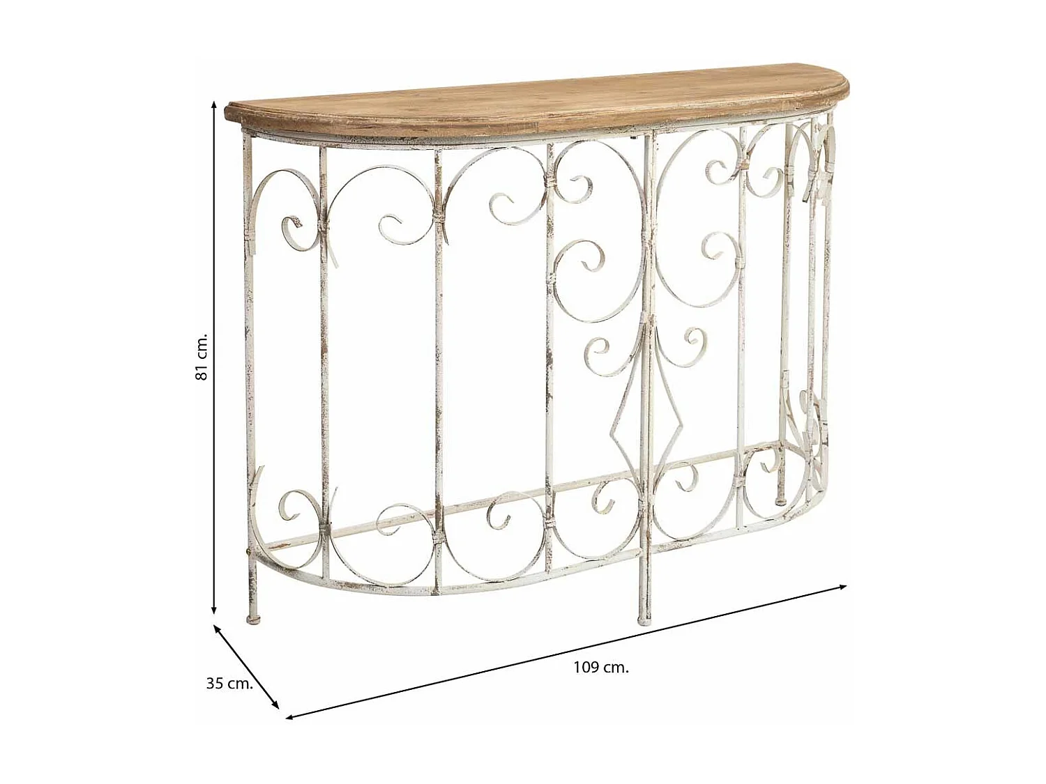 Recibidor de madera y metal acabado envejecido 109x35x81