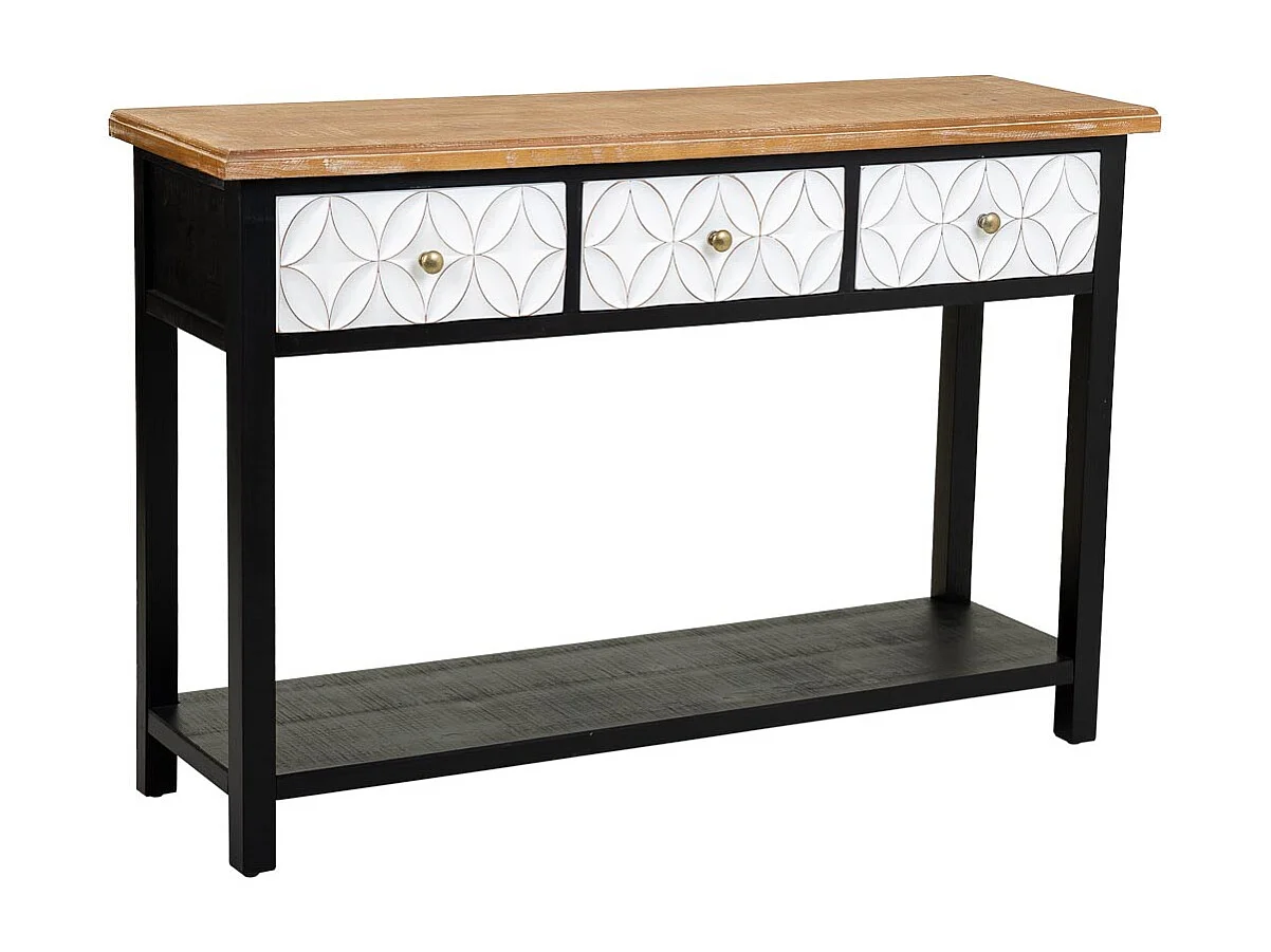 Console en bois avec 3 tiroirs 120x40x81