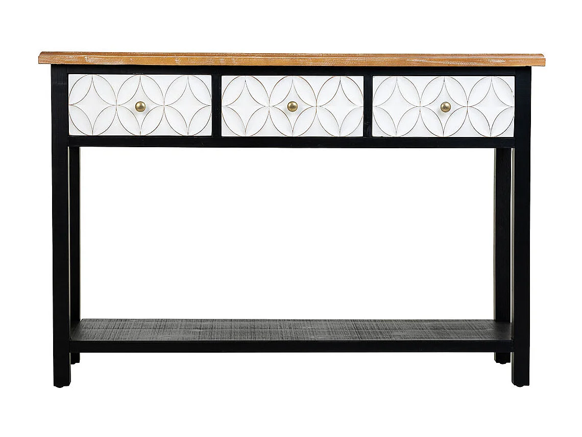 Console en bois avec 3 tiroirs 120x40x81