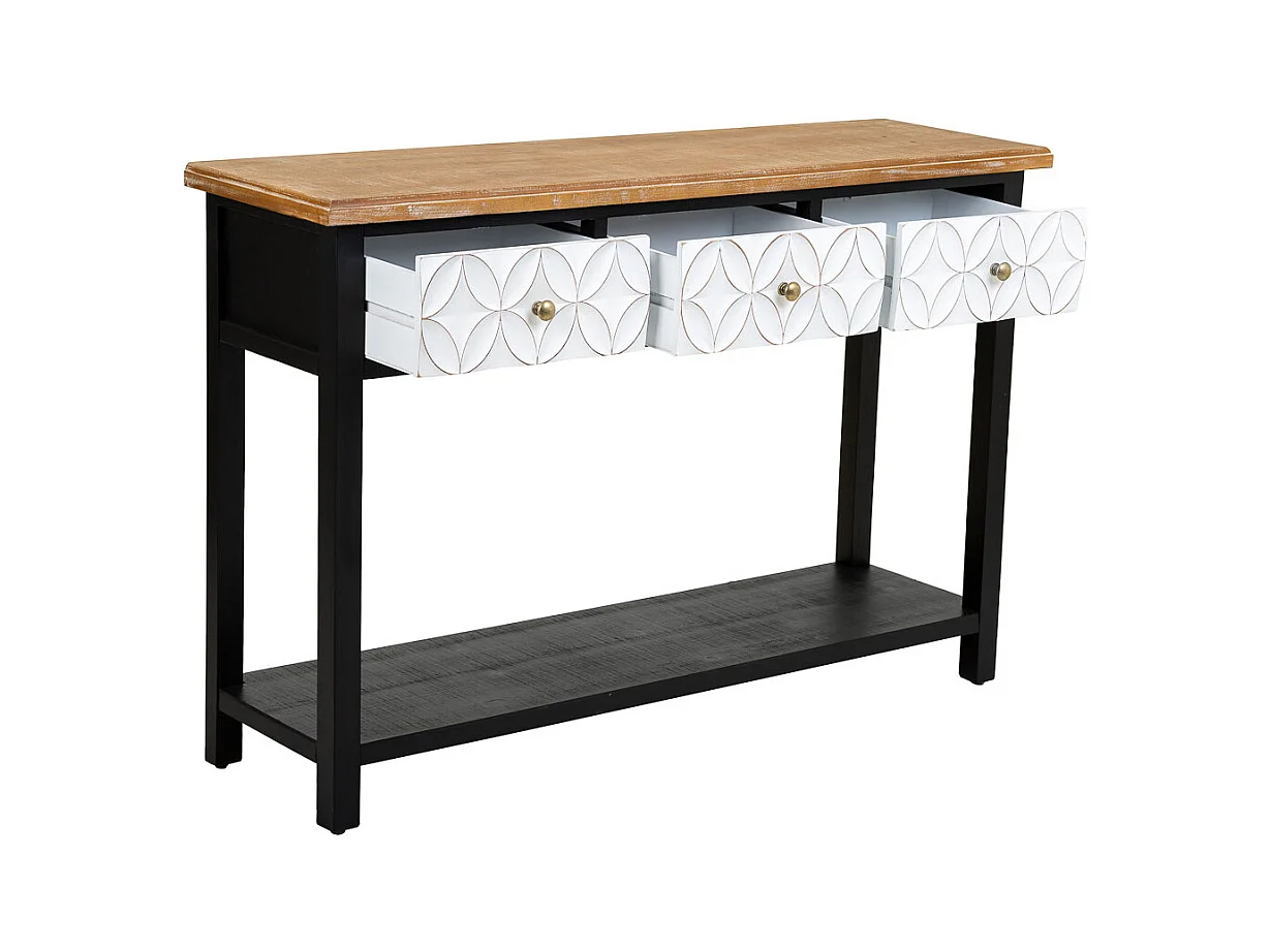 Console en bois avec 3 tiroirs 120x40x81