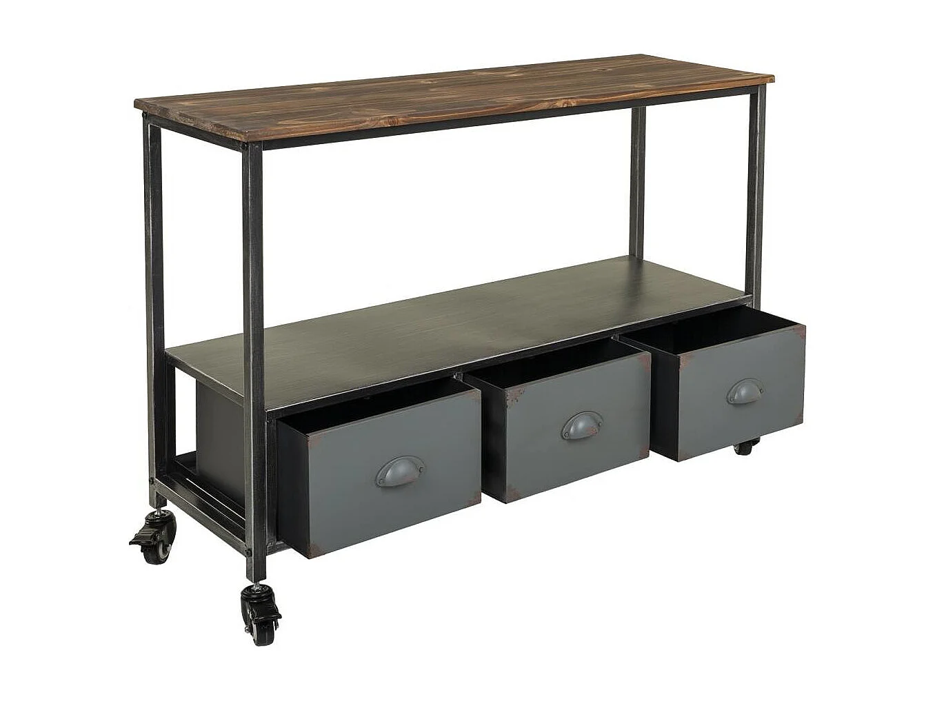 Recibidor de madera y metal marrón 100x32x72