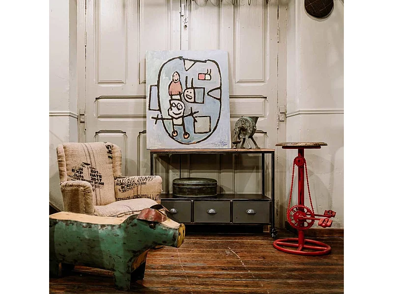 Mobile da ingresso in legno e metallo marrone 100x32x72h