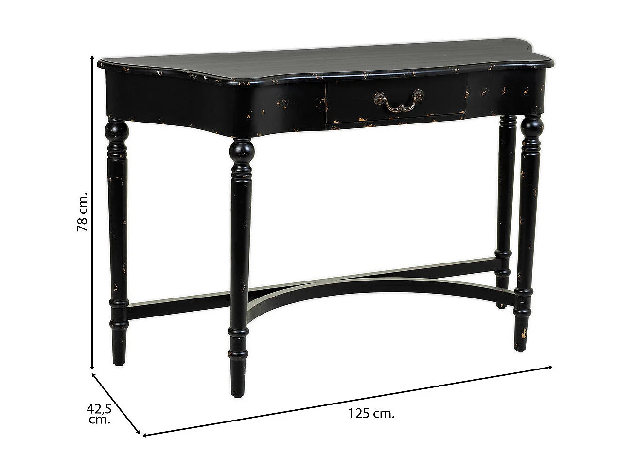 Console en bois avec 1 tiroir 125x42,5x78h cm