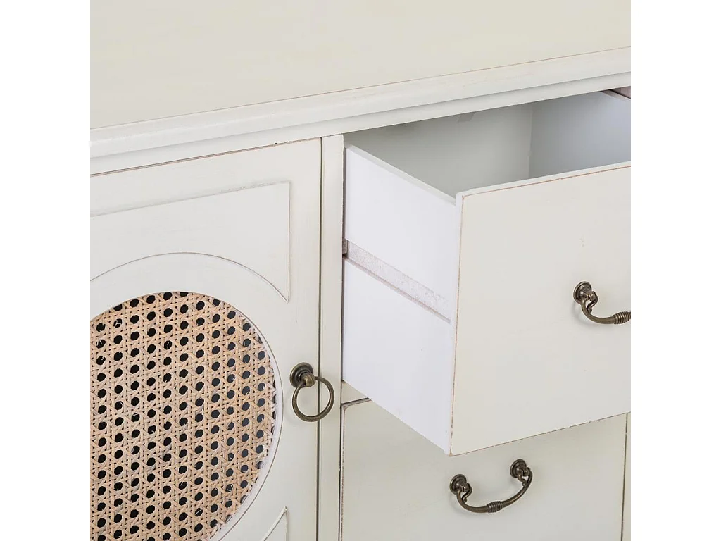 Mobile da ingresso in legno con griglie bianche 106x40x78h