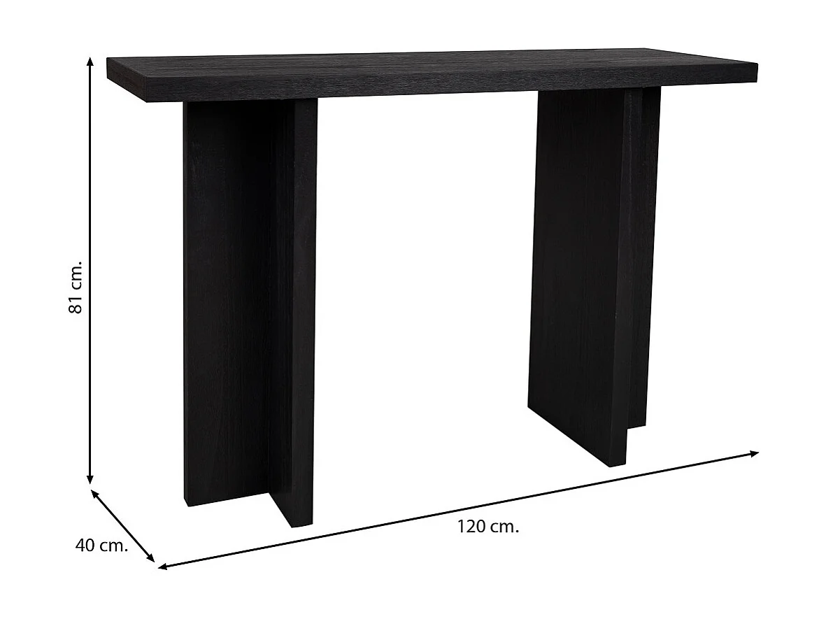 Meuble d'entrée en bois noir 120x40x81