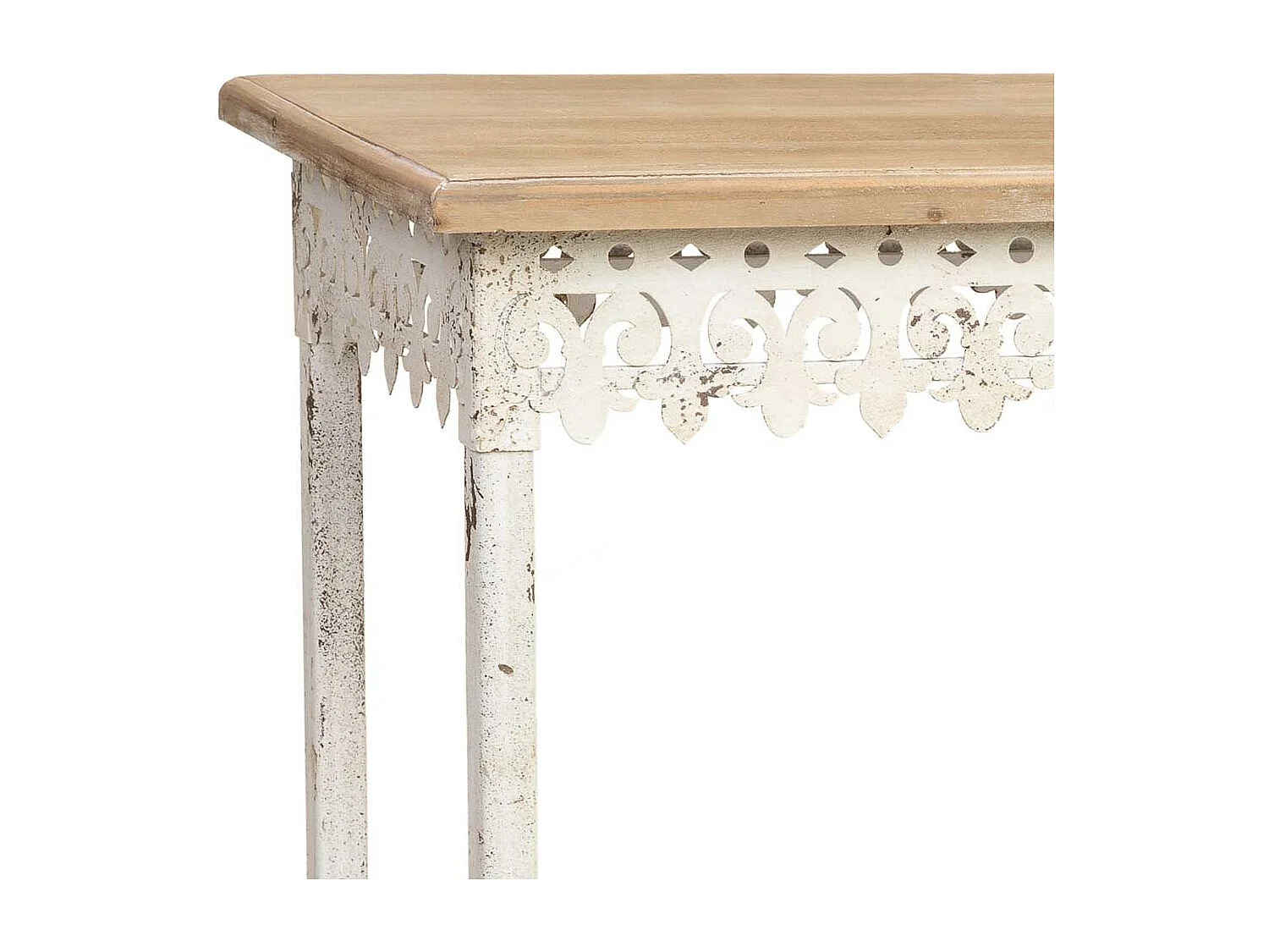 Flurtisch aus Holz und Metall mit 1 Ablage, gealtertes Finish, 105 x 38,5 x 85 cm