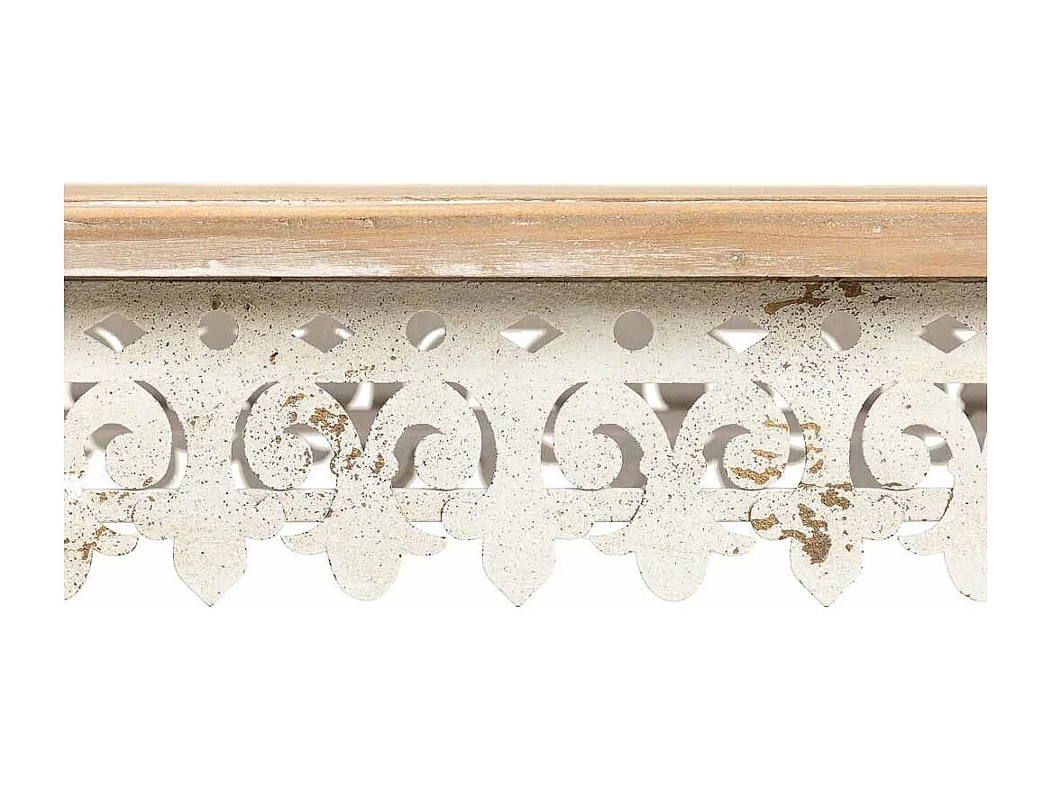 Meuble d'entrée en bois et métal, finition vieillie 105x38,5x85