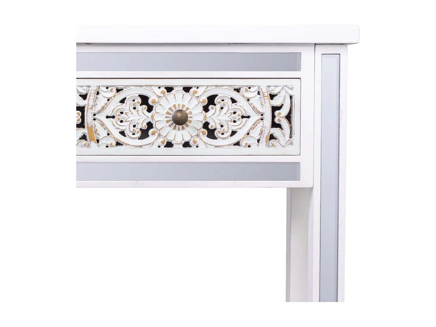 Konsolentisch aus Holz und Glas mit 2 Schubladen 95x26x80