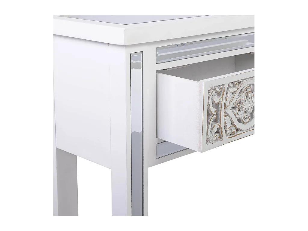 Recibidor de madera y cristal de 2 cajones 95x26x80