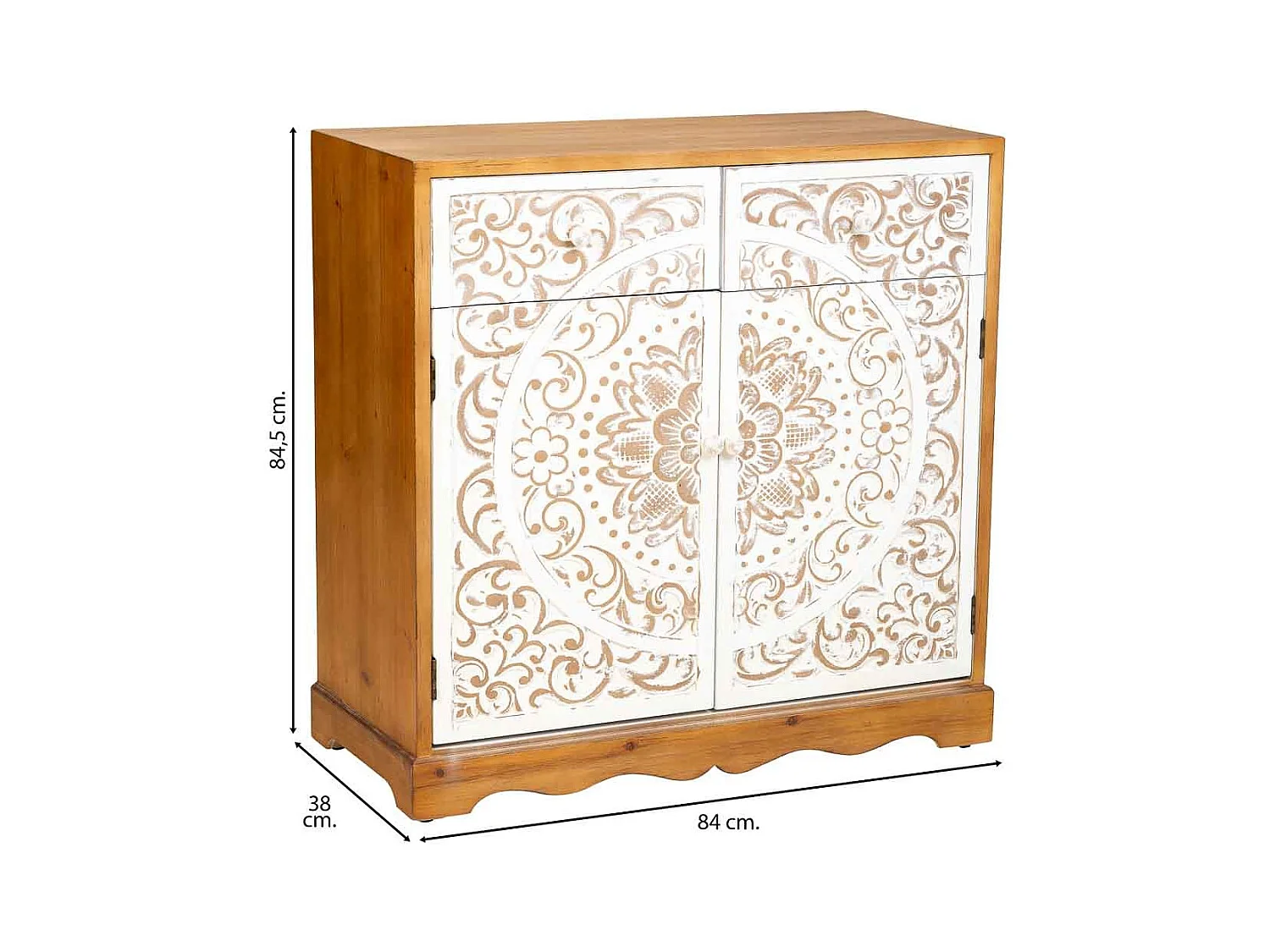 Recibidor de madera con 2 cajones y 2 puertas 84x38x84,5