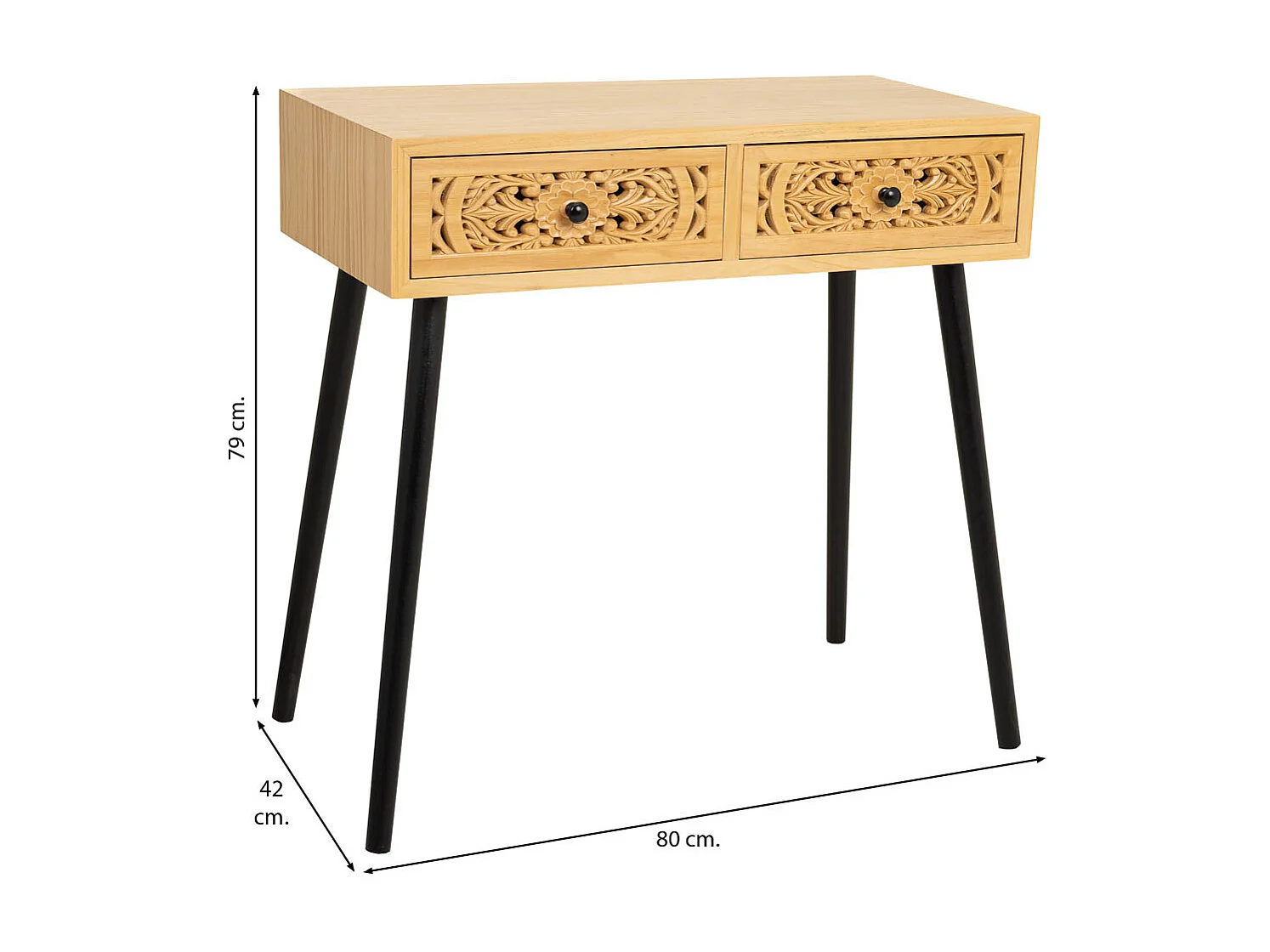 Meuble d'entrée en bois marron 80x42x79