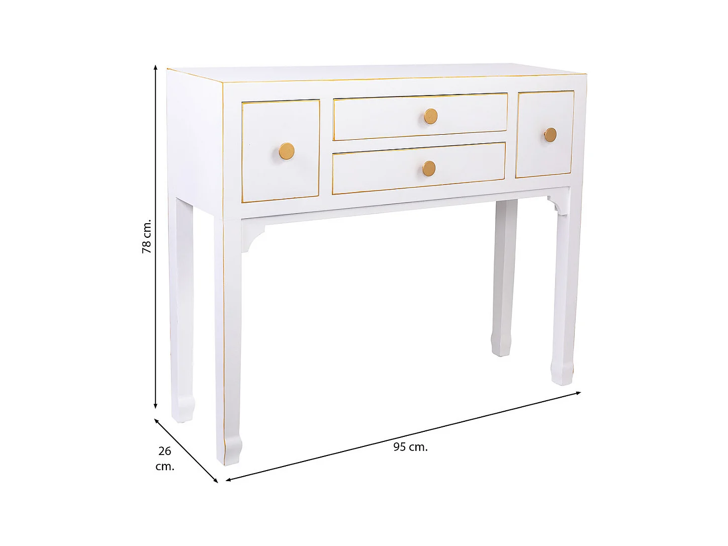 Recibidor de madera de 4 cajones   95x26x78