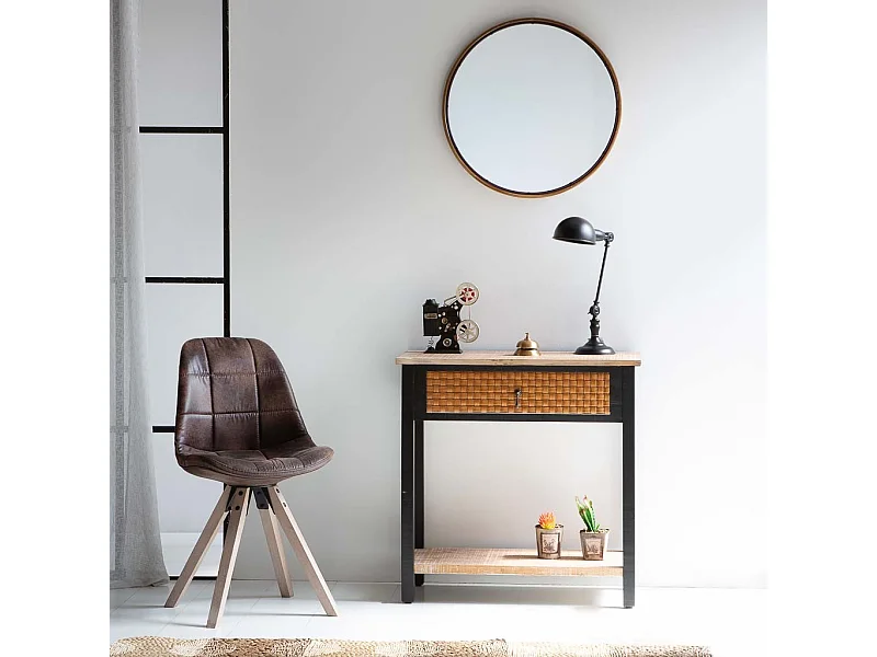 Mobile da ingresso in legno con 1 cassetto e 1 ripiano 80x38x82