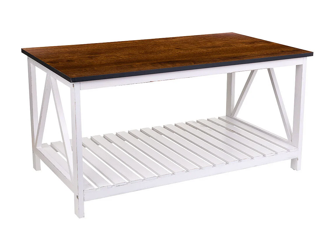 Weißer Couchtisch aus Holz 92x53x46h cm