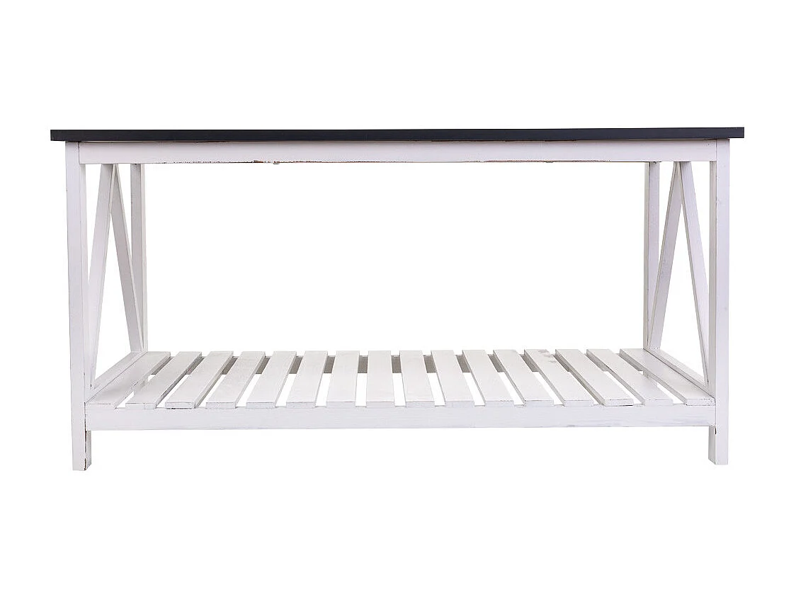 Weißer Couchtisch aus Holz 92x53x46h cm