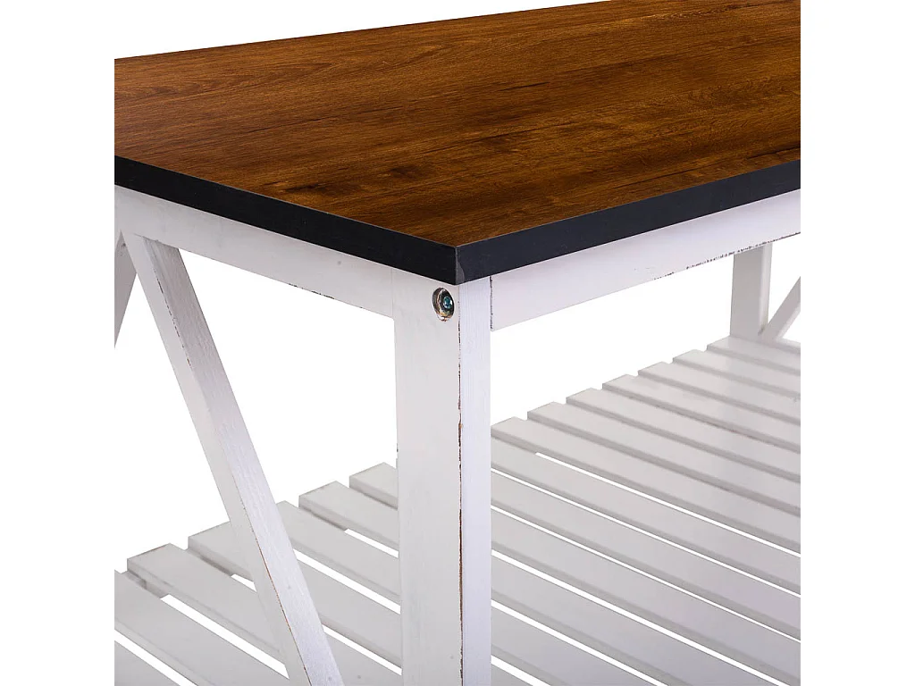 Weißer Couchtisch aus Holz 92x53x46h cm