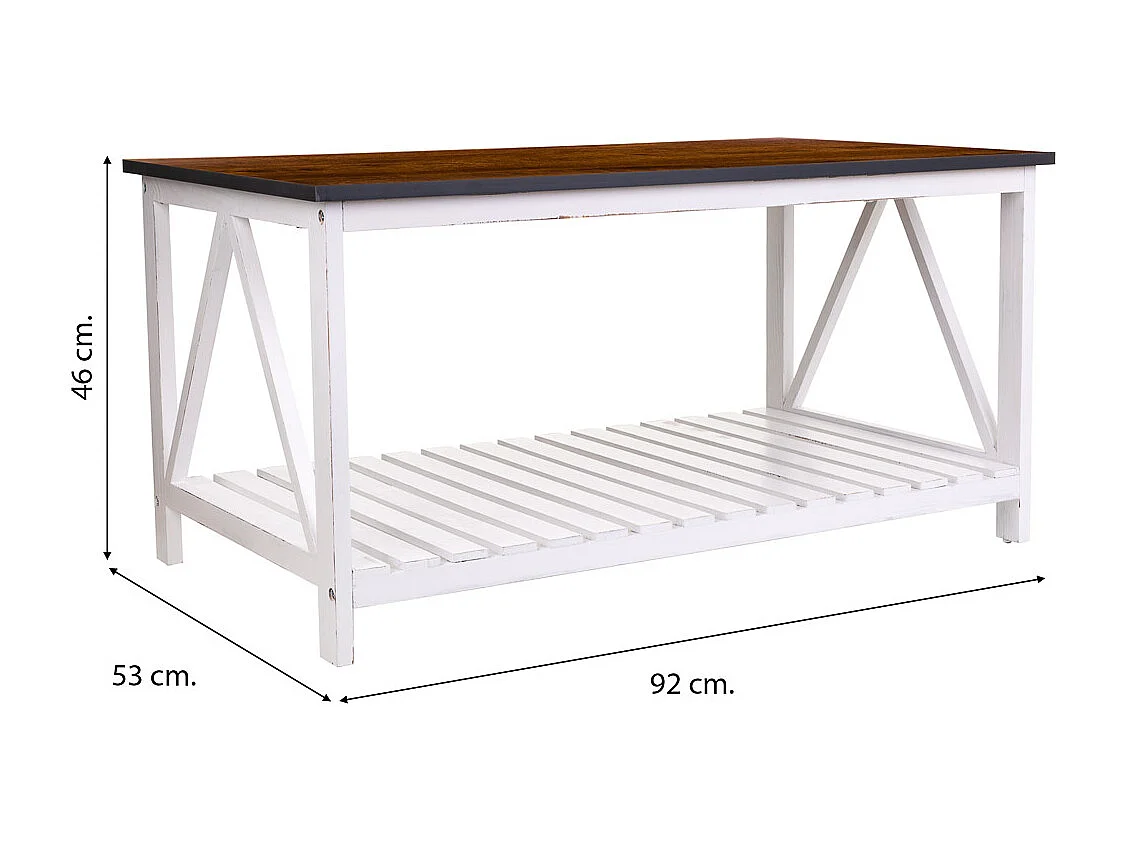 Mesa centro de madera blanca 92x53x46