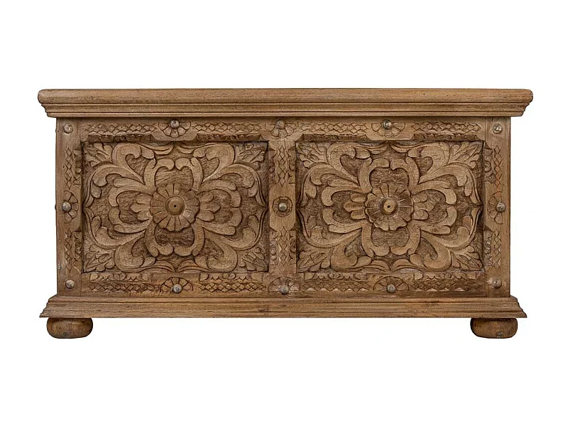 Tavolino cassaSgabello in legno marrone fatto a mano 100x100x47h